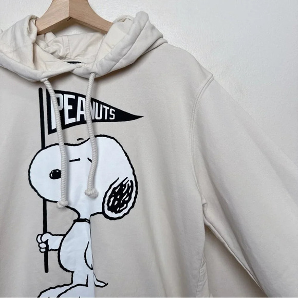 Zara Womens Small Snoopy Peanut Limited Tier Back Beige Hoodie - Picture 7 of 16